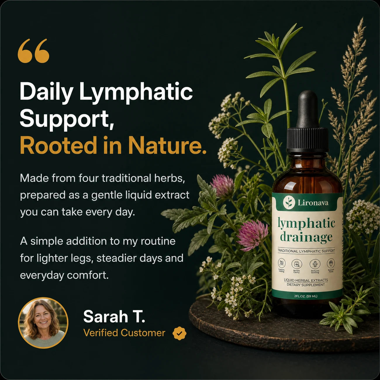 Lironava lymphatic drainage drops with cleavers and red clover